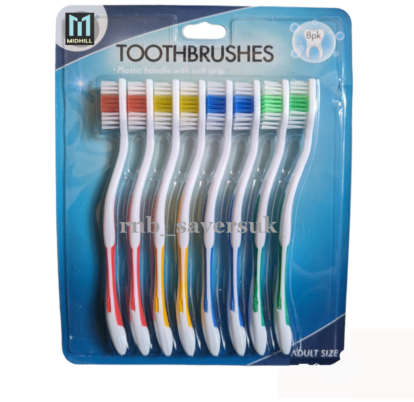 8Pk ADULT SIZE TOOTHBRUSHES PLASTIC HANDLE WITH SOFT GRIP eBay