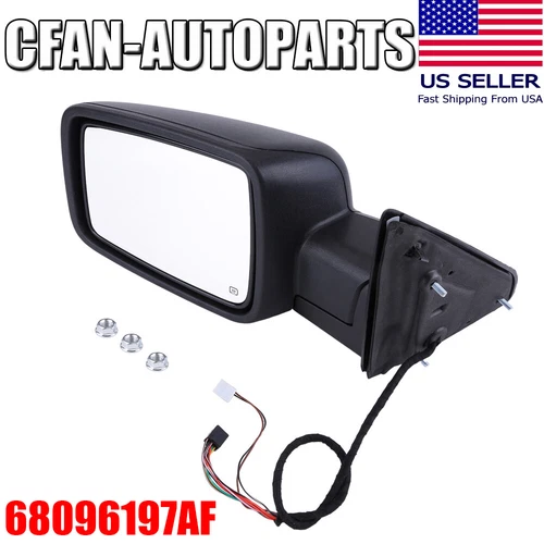 NEW Power Mirror For 2013 Ram 1500 Left Heated Textured Black