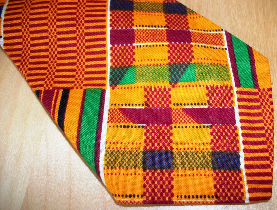 Corbata cuello a cuadros naranja granate azul y verde S. L. Rogers 58" largo x 3,6" ancho (D095) Foto 2 de 4