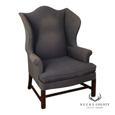 Kittinger Williamsburg Adaptation Chippendale Style Mahogany Wing Chair