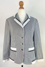 Women's, Steilmann, Size 14,navy, White, Stripe, Nautical, Jacket/blazer, Cotton