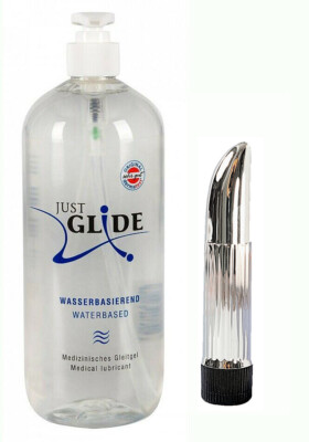 1l Just Glide Gleitgel Gleitmittel Waterbased + Kostenlosen Vibrator Lady Finger