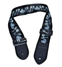 Black Guitar Strap with Instrument Design Bass Electric Acoustic Adjustable