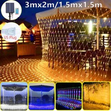 Solar LED Net Mesh Lights Curtain Fairy String Garden Wedding Party Xmas Decor