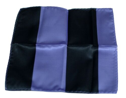 Umberto Algodon Purple Black Bar Stripe Silk Pocket Square $75 Retail New - Picture 2 of 4