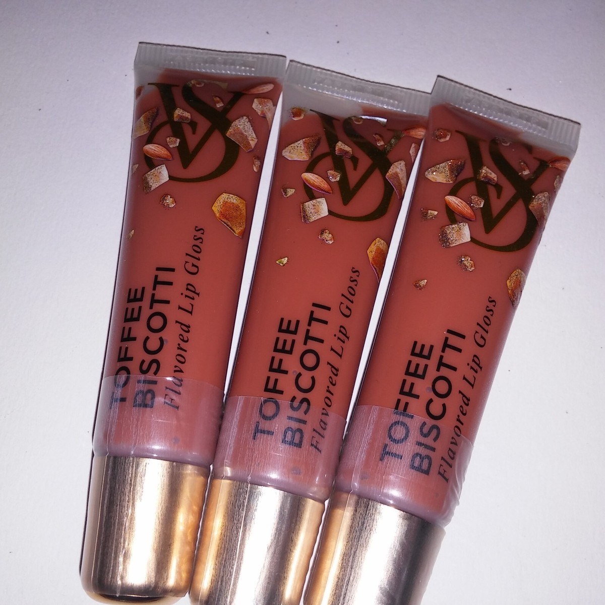 Set of 3 Victoria Secret Flavored Lip Gloss Toffee Biscotti Gift