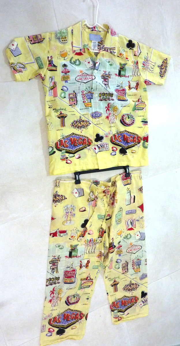 Vintage 90's Nick & Nora MENS Pajamas Set Sz S LAS VEGAS 100% Soft