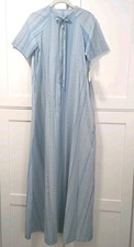 Vtg NWT Elegant David Brown California Long Seersucker House Dress Gown USA Sz P