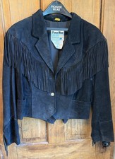 Pioneer Wear black suede fringe western jacket women size 14