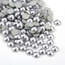 CraftbuddyUS 50pcs 10mm Flatback Half Round Acrylic SILVER Rhinestone Gems