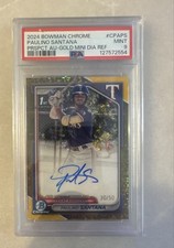 2024 Bowman Chrome 1st Auto Paulino Santana Gold Mini Diamond Refractor /50 RC