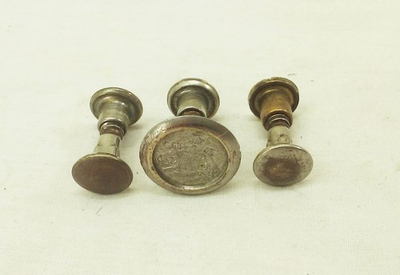 #ad Vtg quot;Touch not the cat but a glovequot; hand saw handle brass medallion w screw nut $10.39