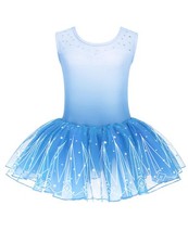 Zaclotre Toddler Girls Ballet Sparkly Sleeveless Mesh 4-5T, White/Blue