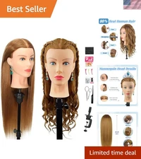 Mannequin Head Human Hair Practice Stylist Braiding Cosmetology Training