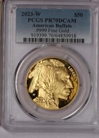 2023-W Gold Buffalo 1 oz. $50 PCGS PR70 Deep Cameo. Low mintage, only 16,000!