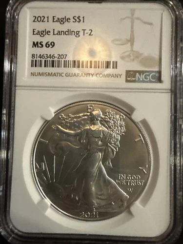 2021 $1 Type 2 American Silver Eagle NGC MS69 Brown Label