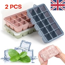 2 Pack Extra Large Ice Cube Tray Molds with Lids, 15 Cubes Reusable Silicon