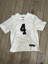 white Nike Las Vegas Raiders Derek Carr game jersey. Has Laws Shown In Pic