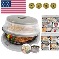 10.5 inch Gray Microwave Cover & Splatter Guard - Versatile Kitchen Essential