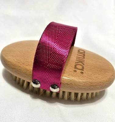 Amika Aura  Invigorating Dry Body Brush Handheld Wood + Pink to Exfoliate Skin