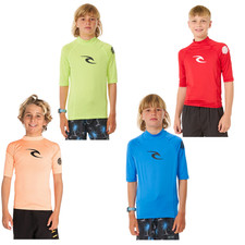 Rip Curl Kids Brand Wave UPF 50 Short Sleeve Surf T-Shirt Rash Vest Top