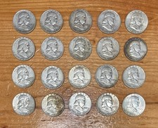 Roll of 20 - $10 Face Value 90% Silver Franklin Half Dollars