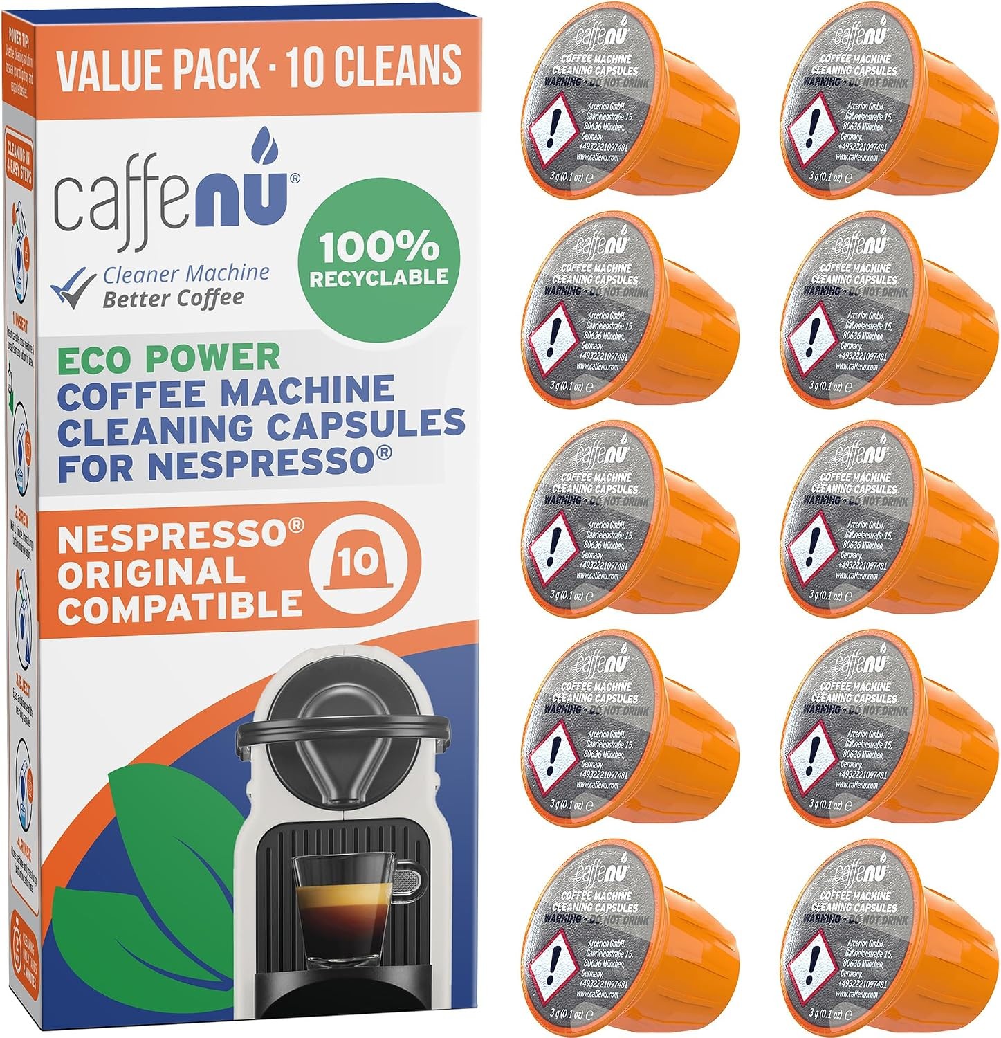 Nespresso Compatible Cleaning Capsules. 10 1 count (Pack of 10), Orange - Image 2