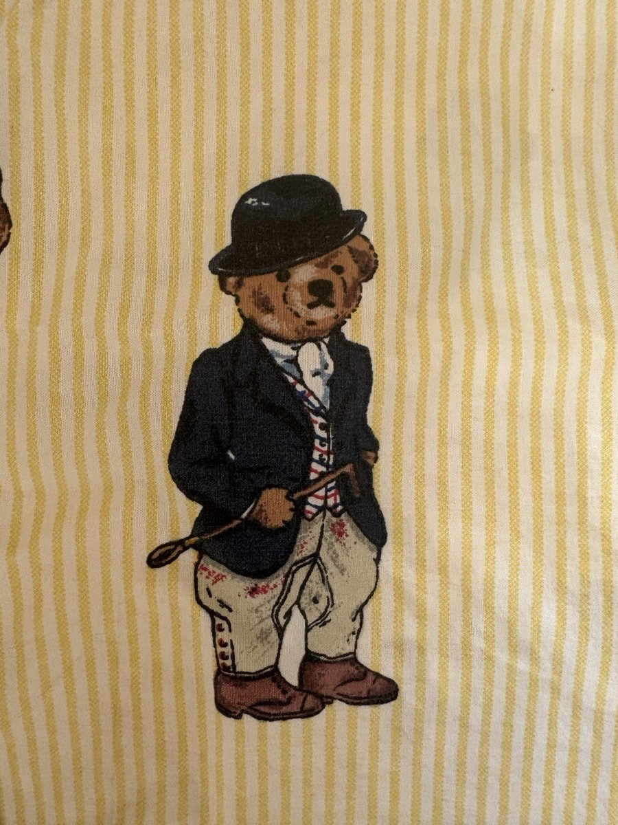 Ralph Lauren ポロベア　フィッテッドシート Vintage Ralph Lauren Polo Teddy Bear Yellow Striped FITTED Sheet