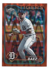 Javier Baez 2024 Topps Chrome #109 Orange RayWave Refractor /25 Detroit Tigers