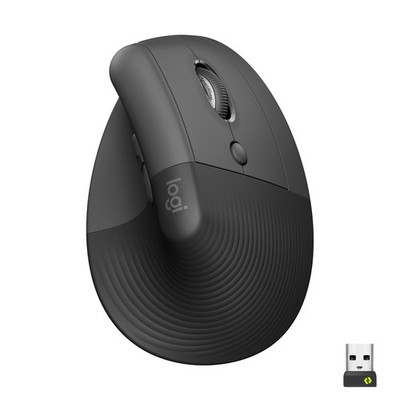 Logitech Lift Vertical Ergonomic Mouse, Graphite, Logi Bolt, USB/Bluetooth