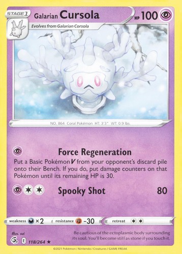 GALARIAN CURSOLA 118/264 FUSION STRIKE POKEMON NEAR MINT