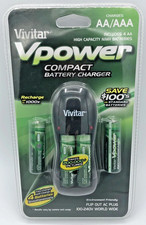 Chargeur de batterie compact Vivitar Vpower AA & AAA livré avec 4 piles AA BC-182