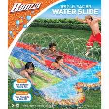 Banzai Kids Triple Racer Inflatable Water Slide 16 ft x 82 in Outdoor Splash T