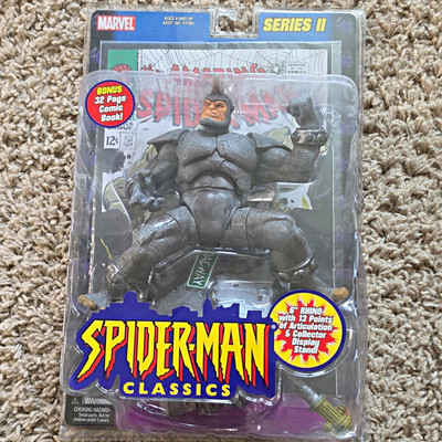 Marvel Spider-Man Classics Series II Rhino 6 in Action Figure w/ Comic & Stand