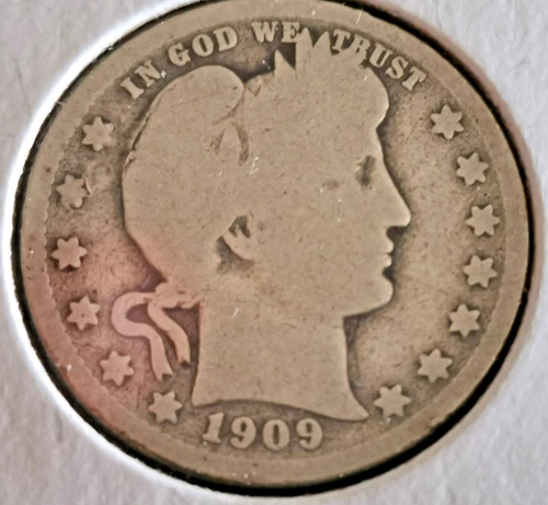 1909-O 25c Silver G++ Barber Quarter, New Orleans 90% Silver Coin, #1z445