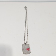 DC Comics Superman Stainless Steel Dog Tag Pendant Necklace, Ball/Bead, Signed