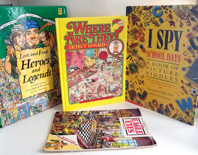 Lot of 4 Seek & Find I Spy Type Books Heimann Walter Wick 3 Hardcover J31