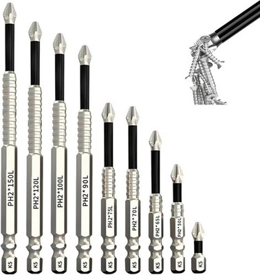 KAIYAYA 9 Stück High-Magnetic Screwdriver Drill Bit Set Hochmagnetischer