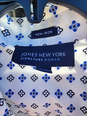Jones New York Signature White Button Up Blouse No Iron Womens Plus Size 2X