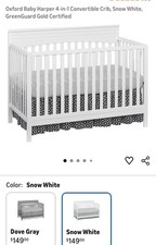 Oxford Baby Harper 4-in-1 Convertible Crib, Snow White,GreenGuard Gold Certified