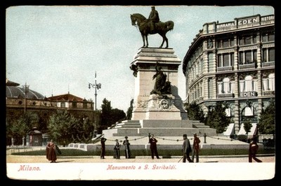 Postcard Monument to G. Garibaldi, Milan