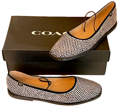 Designer Coach Emilia Crystal ballet flats shoes NIB 8.5B