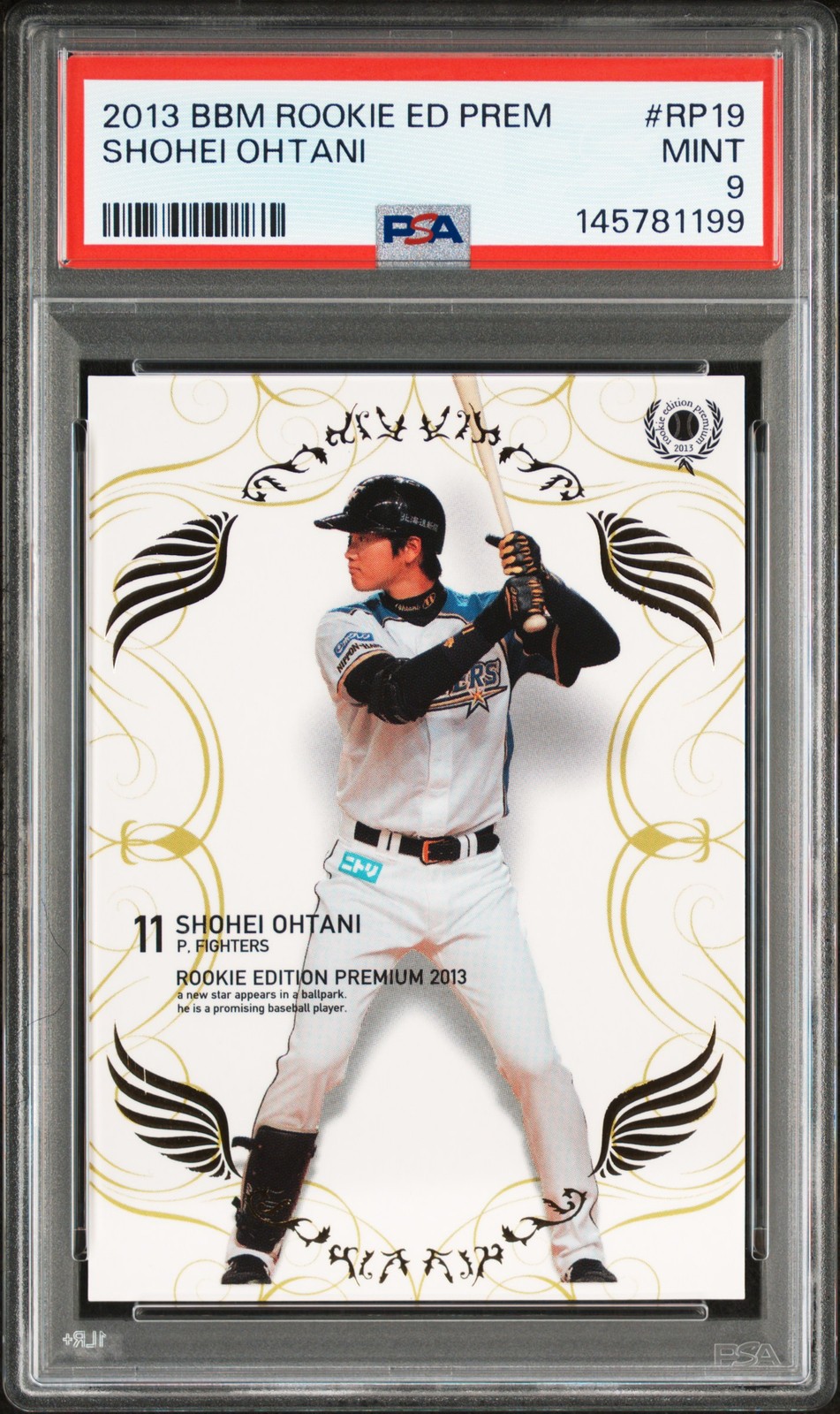 2013 BBM RC ED PREM #RP19 SHOHEI OHTANI ROOKIE RC PSA 9