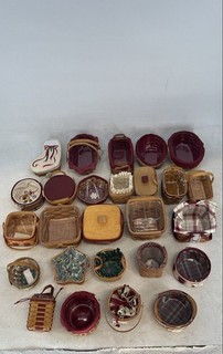 Longaberger Multicolor Wood Woven Collectibles Storage Baskets Lot Of 26