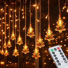 Curtain String Lights 108 LEDs - 8 Modes Dimmable Icicle Christmas Lights Warm W