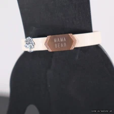 Mama Bear Leather Bracelet Rose Gold Tone Tree of Life Charm Adjustable Buckle