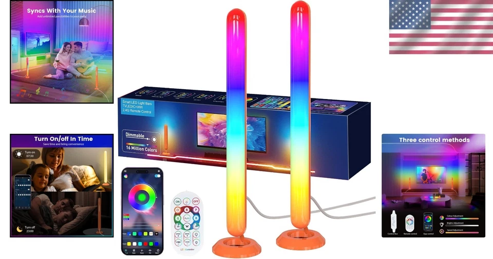 Versátiles barras de luz LED inteligentes con sincronización de música - perfectas para juegos y decoración Foto 2 de 4