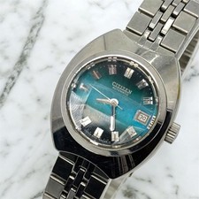 Excellent Working SEIKO Green Dial Cut Glass Automatic Automatic Women Men Date