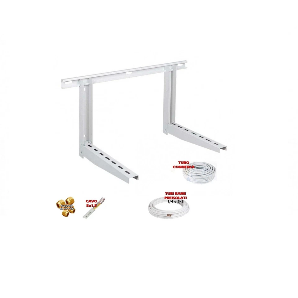 BRICOQUI Kit Installazione Climatizzatore Condizionatore 3m tubo rame 1/4" e 3/8" staffe