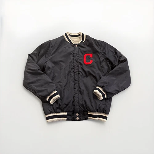 Cleveland Guardians Reversible Bomber Jacket - Blue / Gray Large video thumbnail